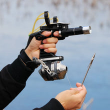 Load image into Gallery viewer, New Fishing Set Slingshot Hunting Catapult Suit Outdoor Shooting Fishing Reel + Darts Protective Gloves Flashlight Tools
